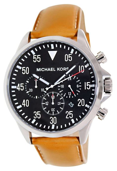 michael kors black chronograph one subdial leather strap